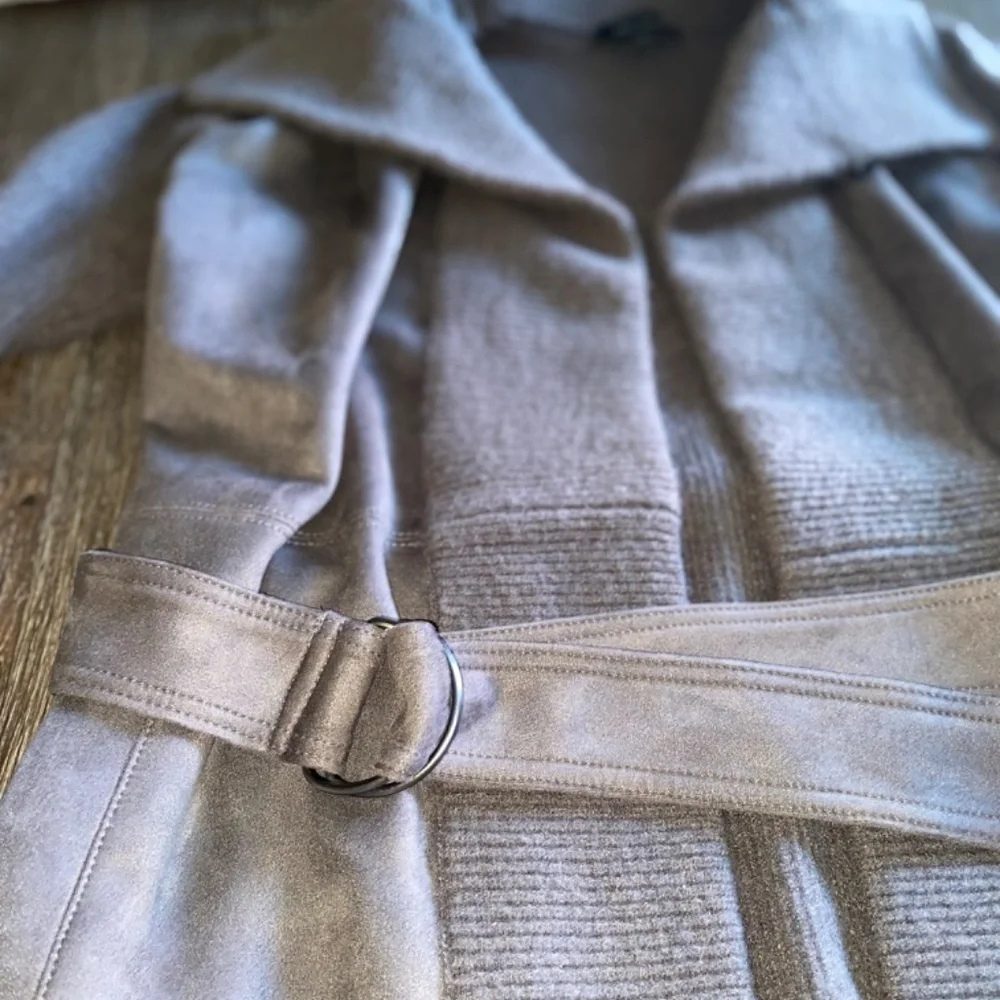 Ann Taylor size small sweater jacket with faux suede cardigan gray